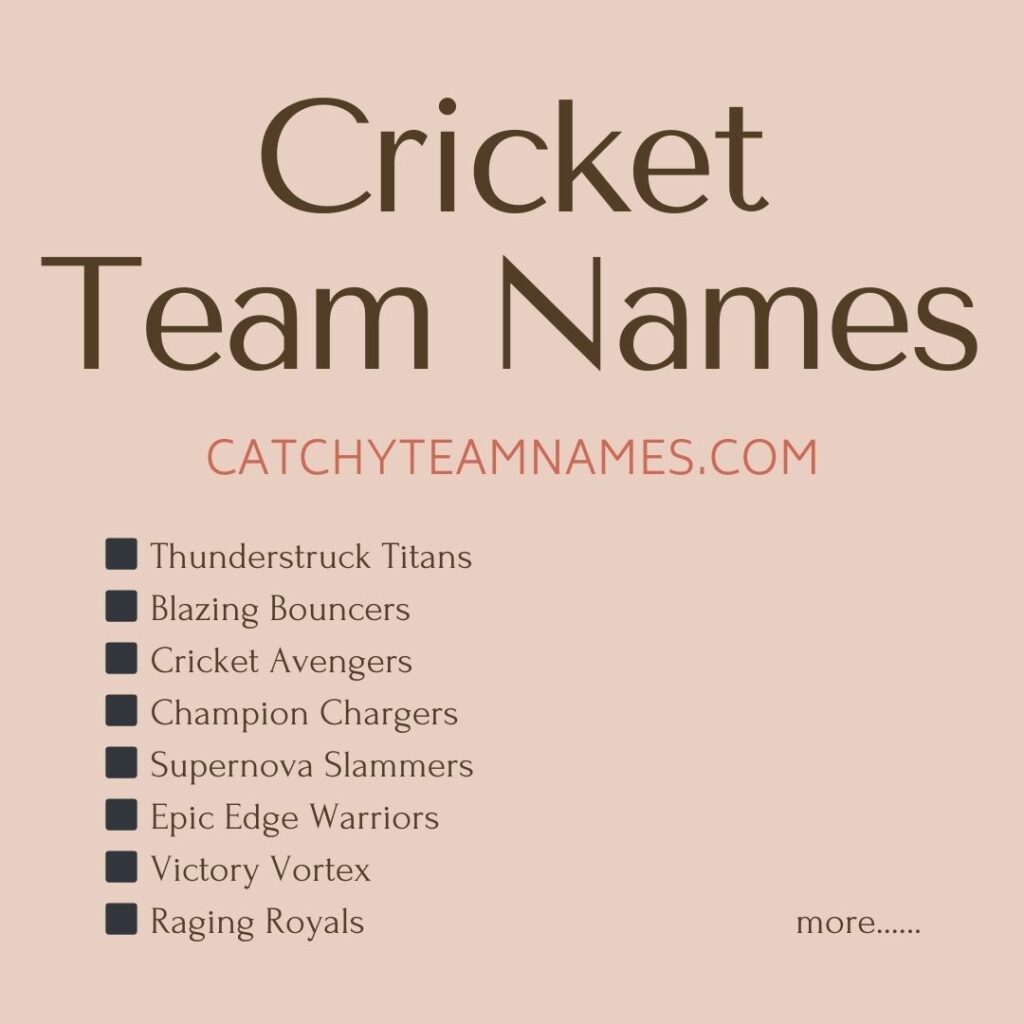 Cricket Team Names